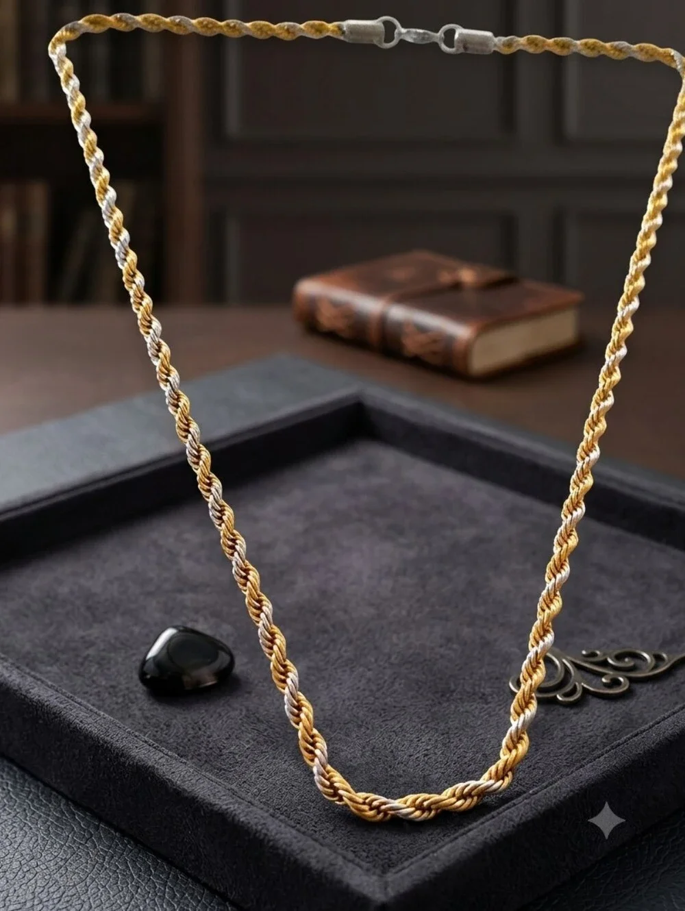 Premium Classic Twisted Rope Necklace in Gold Silver Plated On SSteel